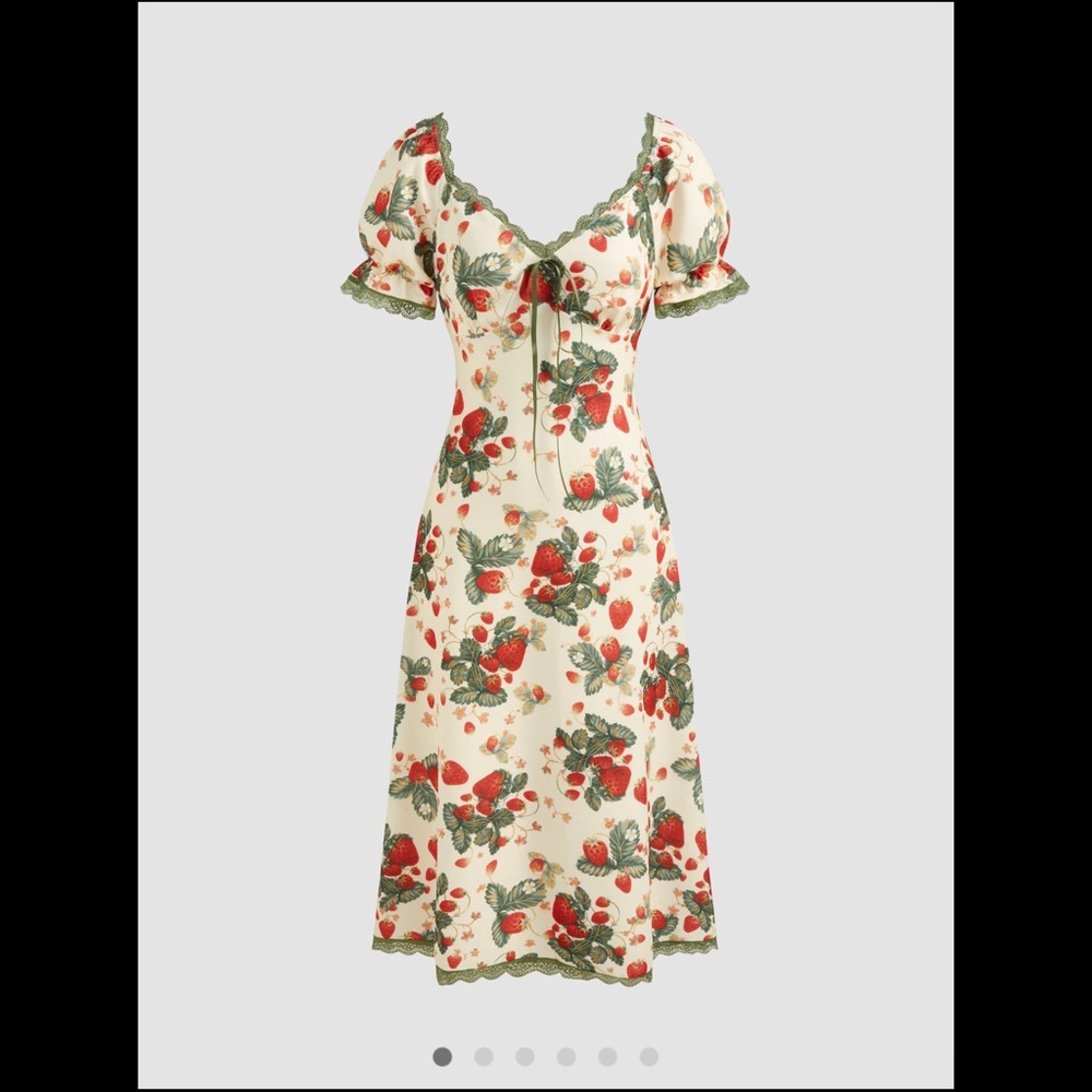 Cider Cream and Green Floral Midi Dress